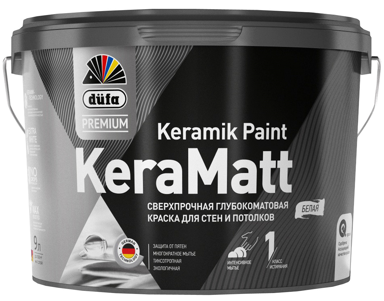 Глубокоматовая сверхпрочная краска для стен и потолков KERAMATT düfa Premium