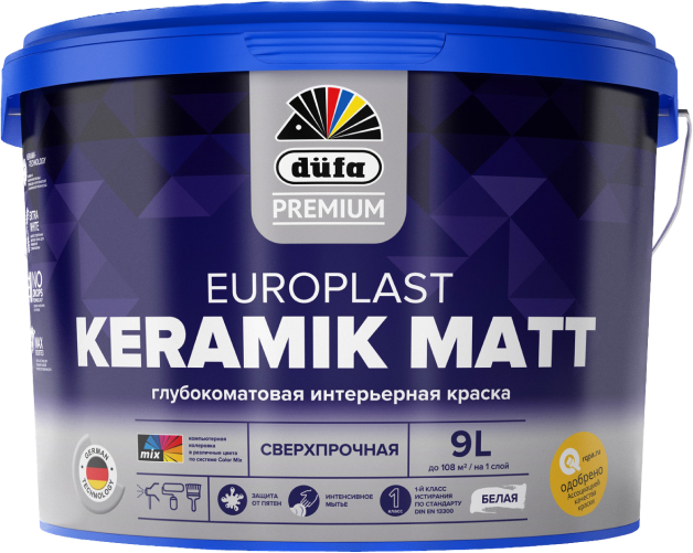 Краска интерьерная моющаяся сверхпрочная глубокоматовая düfa Premium EUROPLAST KERAMIK MATT